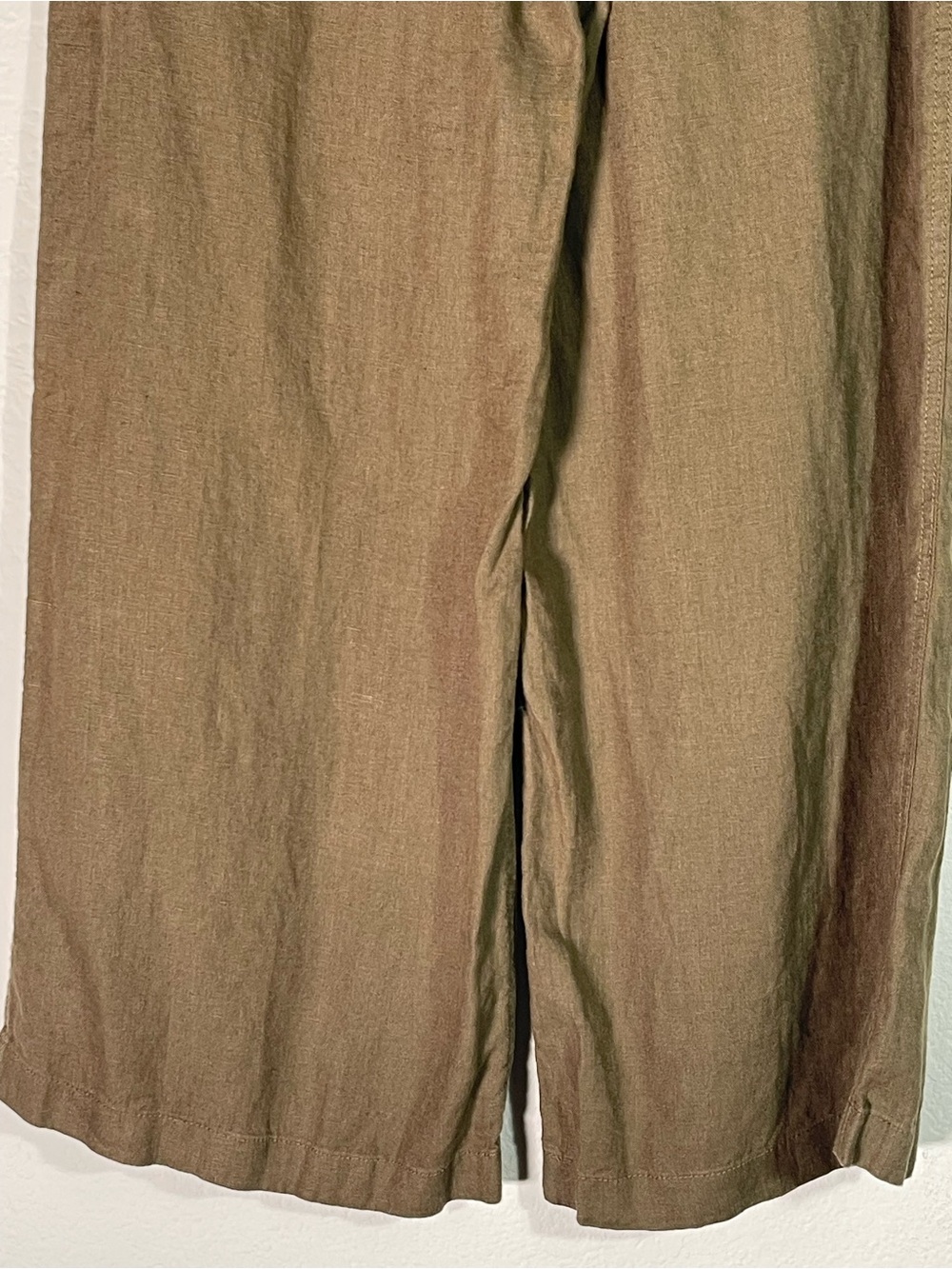 Madewell The Petite Zoe Relaxed Wide Pant in 100% Linen Size 2P in Safari Khaki - Picture 13 of 16